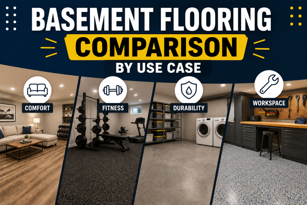 Basement Flooring Comparison by Use Case