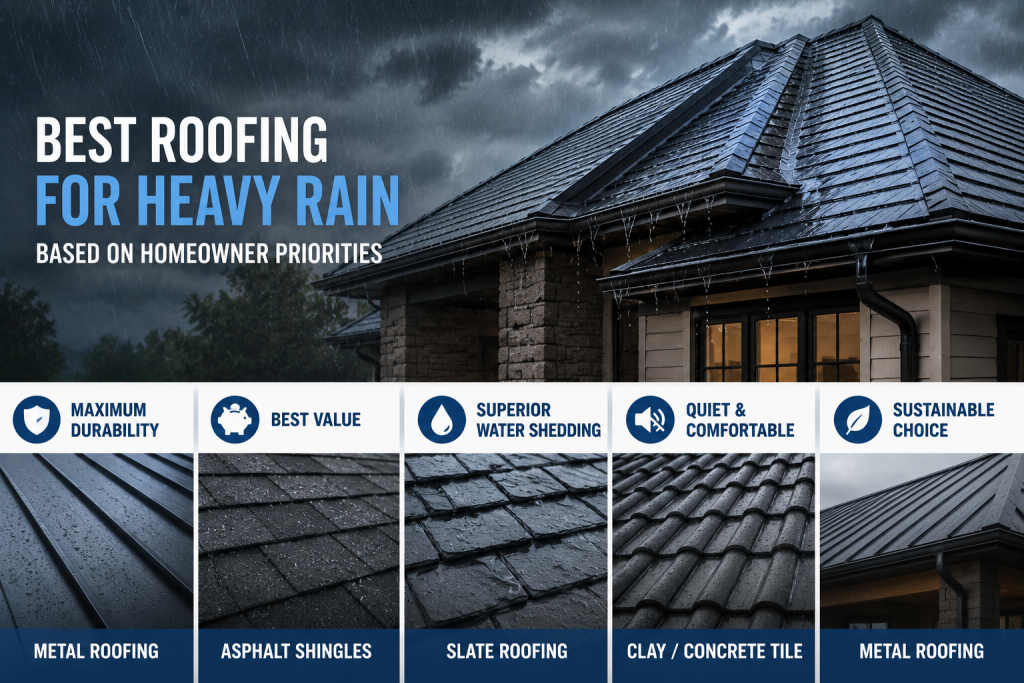 Best Roofing for Heavy Rain Based on Homeowner Priorities