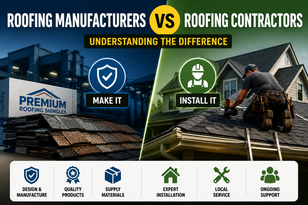 Roofing Manufacturers vs Roofing Contractors: Understanding the Difference