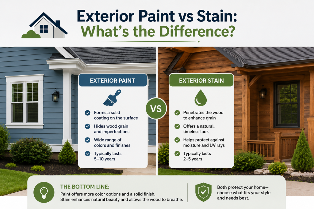 exterior paint vs stain