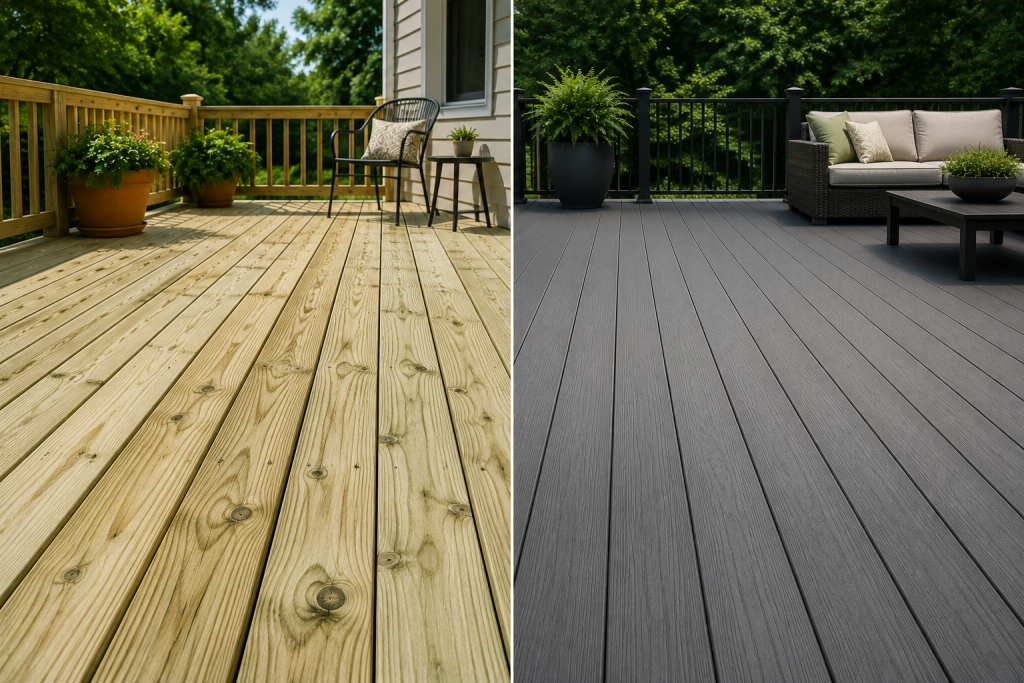 pressure-treated wood vs composite decking