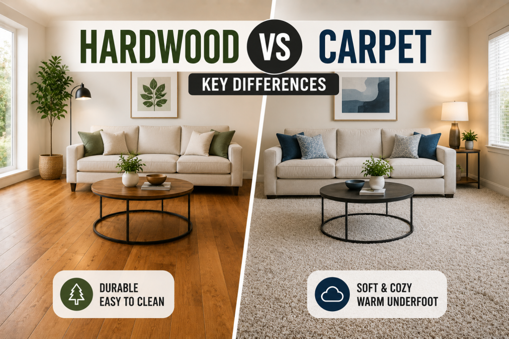 Hardwood vs Carpet Living Room Key Differences