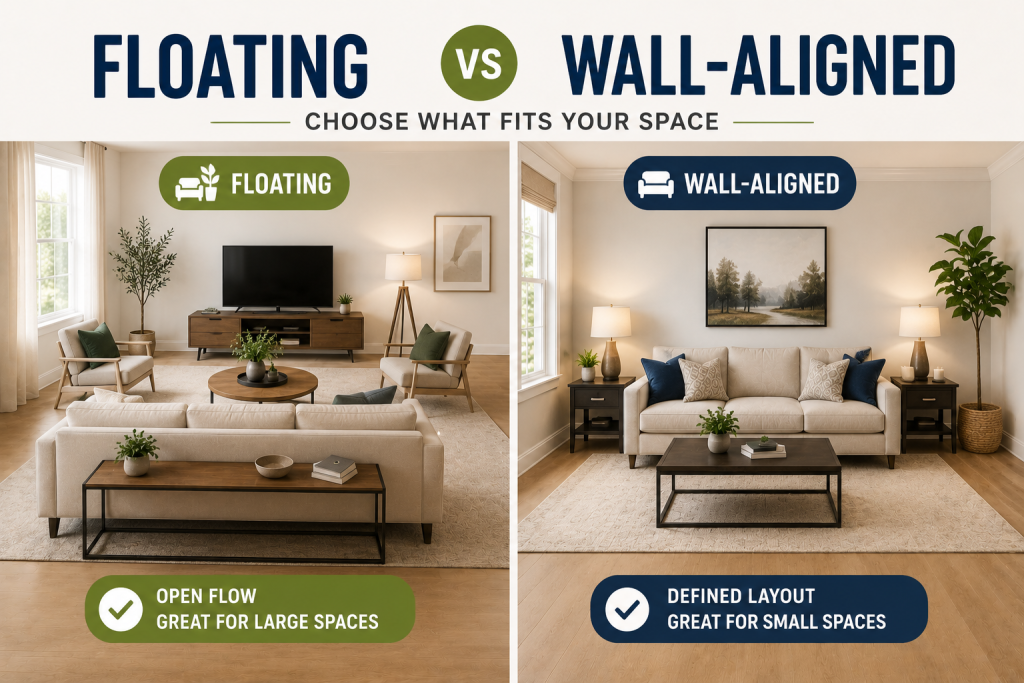 How to Choose Between Floating Furniture vs Wall-Aligned Furniture