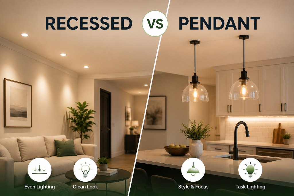 recessed lighting vs pendant lighting