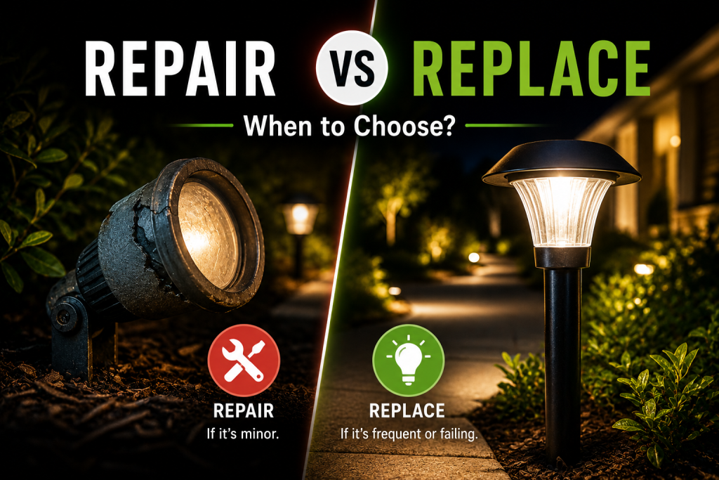 When to Repair vs Replace Outdoor Lighting