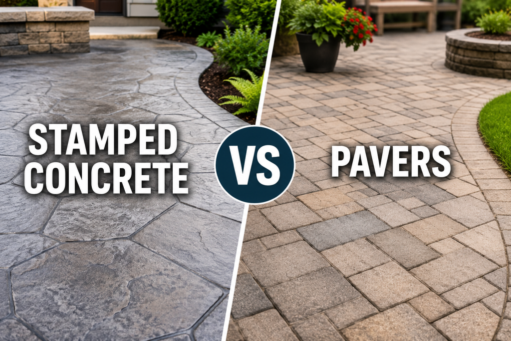 stamped concrete vs pavers